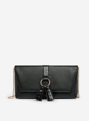 Dorothy Perkins Black Tassel Ring Clutch Bag