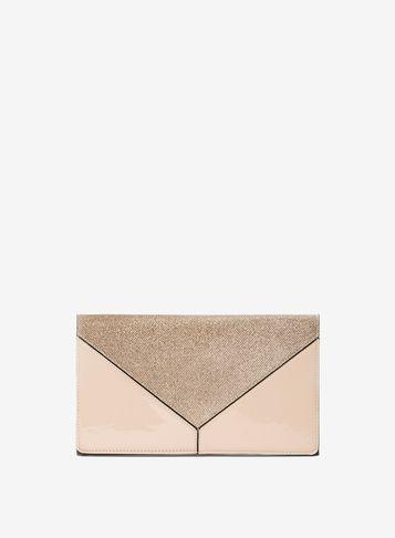 Dorothy Perkins Gold And Nude Panel Clutch Bag