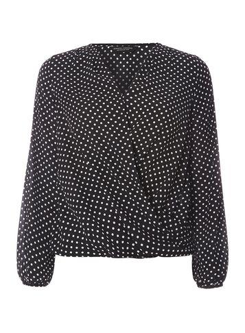 Dorothy Perkins Black Spotted Wrap Blouse