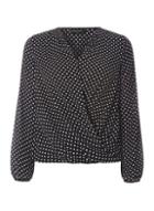 Dorothy Perkins Black Spotted Wrap Blouse