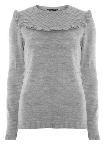 Dorothy Perkins Grey Frill Yoke Jumper