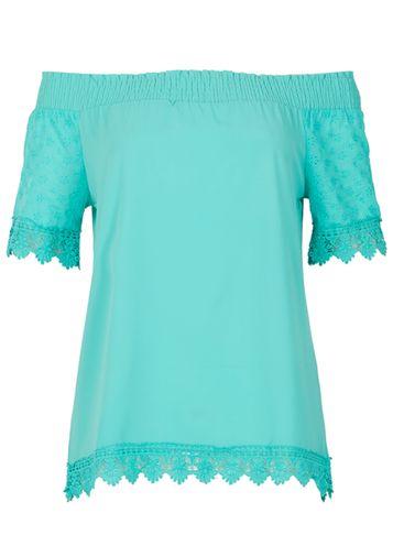 Dorothy Perkins *tenki Green Bardot Plain Top