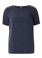 Dorothy Perkins Navy Buttoned T-shirt