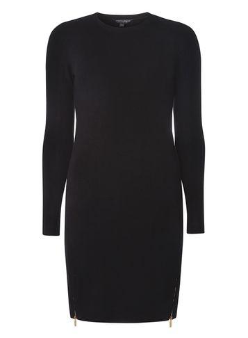 Dorothy Perkins Black Zip Hem Knitted Tunic