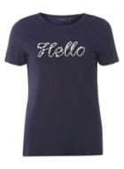 Dorothy Perkins Navy Pearl Hello Slogan T-shirt