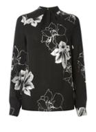 Dorothy Perkins *tall Black Foil Emily Sleeved Top