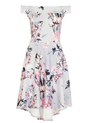 Dorothy Perkins *quiz Floral Dip Hem Bardot Dress