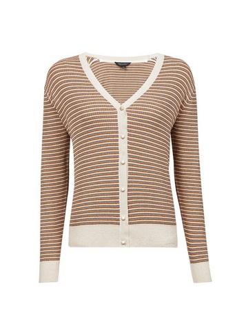 Dorothy Perkins Gold Metallic Striped Cardigan