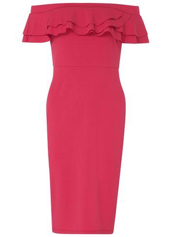 Dorothy Perkins Pink Ruffle Bardot Dress