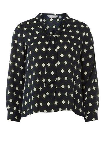Dorothy Perkins Petite Multi Coloured Geometric Print Pussybow Blouse
