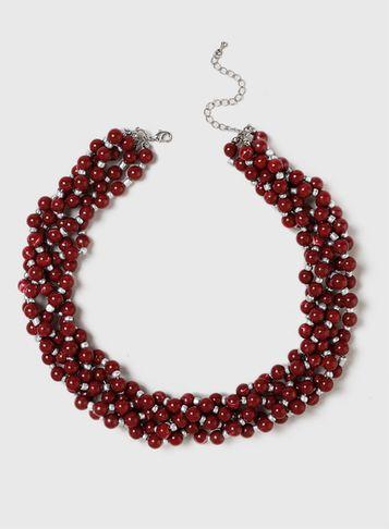 Dorothy Perkins Red Bead Twist Collar Necklace