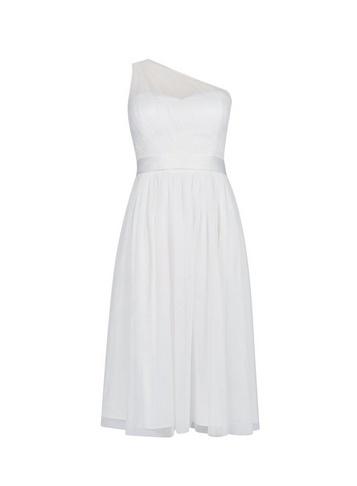 *showcase Ivory Bridal One Shoulder Midi Dress