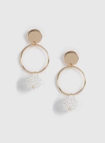 Dorothy Perkins White Pearl Ball Drop Earrings