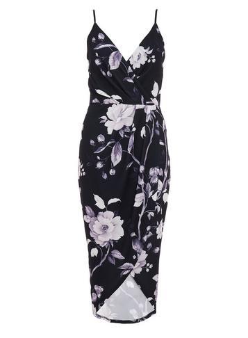 Dorothy Perkins *quiz Black Floral Wrap Dress