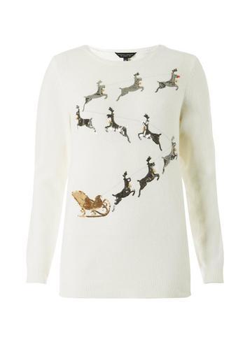 Dorothy Perkins Ivory Reindeer Sleigh Jumper