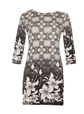 Dorothy Perkins *izabel London Black And White Blossom Print Tunic Top