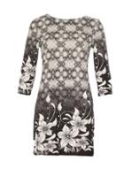 Dorothy Perkins *izabel London Black And White Blossom Print Tunic Top