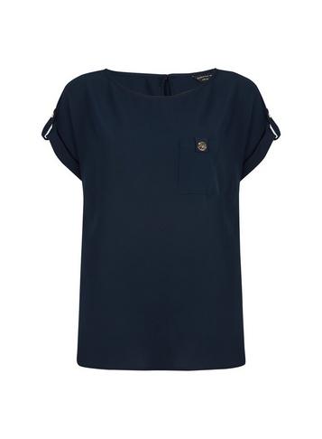 Dorothy Perkins Regular Navy Button Pocket T-shirt