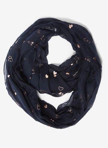 Dorothy Perkins Navy Foil Heart Snood