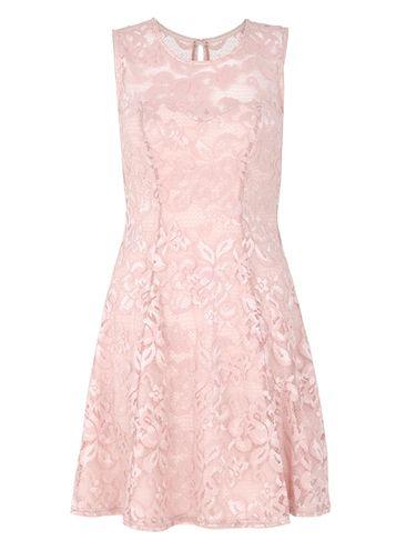 Dorothy Perkins *quiz Pink Petite Lace Skater Dress