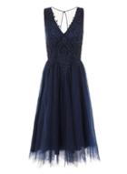 Dorothy Perkins *chi Chi London Blue Sleeveless Embroidered Midi Dress