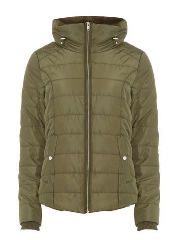 Dorothy Perkins Khaki Faux Fur Collar Padded