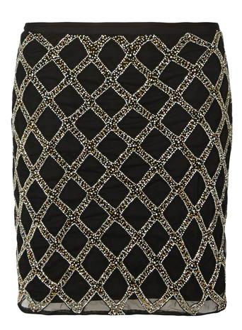 Dorothy Perkins Lattice Beaded Mini Skirt