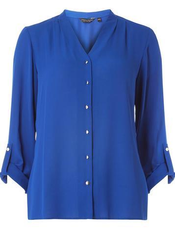Dorothy Perkins Cobalt Pleated Roll Sleeve Shirt