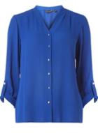 Dorothy Perkins Cobalt Pleated Roll Sleeve Shirt