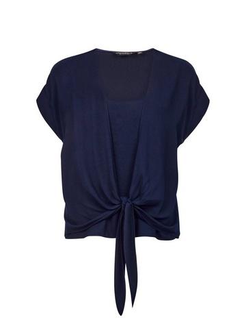 Dorothy Perkins Navy Underlay Tie Front Tee