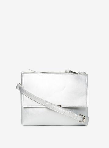 Dorothy Perkins Silver Zip Top Cross Body Bag