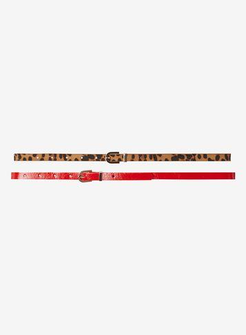 Dorothy Perkins 2 Pack Leopard Print And Red Belt
