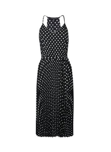 Dorothy Perkins *black Spot Print Pleated Midi Dress