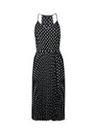 Dorothy Perkins *black Spot Print Pleated Midi Dress