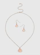 Dorothy Perkins Rose Gold & Stone Drop Earrings And Necklace Set