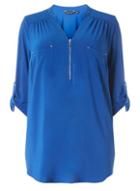 Dorothy Perkins Dp Curve Cobalt Zip Jersey Shirt