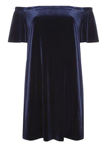 Dorothy Perkins Navy Velvet Bardot Dress
