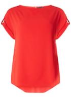 Dorothy Perkins Red Button Sleeve Woven Top