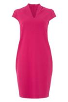 Dorothy Perkins *roman Originals Fuchsia V-neck Crepe Bodycon Dress