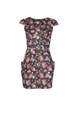 Dorothy Perkins *voulez Vous Black Printed Tulip Dress