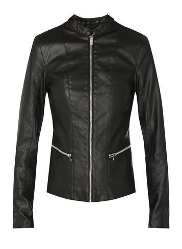 Dorothy Perkins Black Faux Leather Collarless Biker Jacket