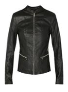 Dorothy Perkins Black Faux Leather Collarless Biker Jacket