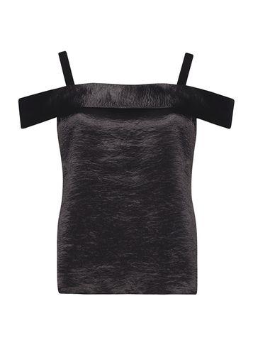 Dorothy Perkins Black Satin Cold Shoulder Top