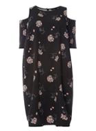 Dorothy Perkins *dp Curve Black Ditsy Floral Print Cold Shoulder Shift Dress