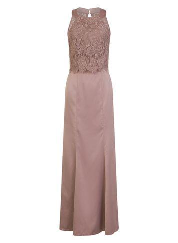 Dorothy Perkins *little Mistress Oyster Crepe Lace Maxi Dress