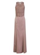 Dorothy Perkins *little Mistress Oyster Crepe Lace Maxi Dress