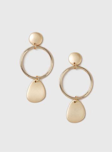 Dorothy Perkins Gold Look Drop Hoop Earrings