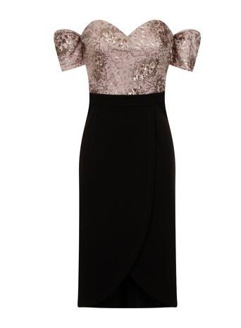 Dorothy Perkins Mnik And Black Bardot Dress
