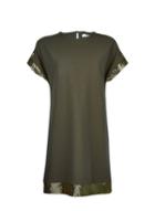 Dorothy Perkins Petite Khaki Sequin Embellished Trim Shift Dress