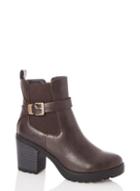 *quiz Brown Faux Leather Heel Boots